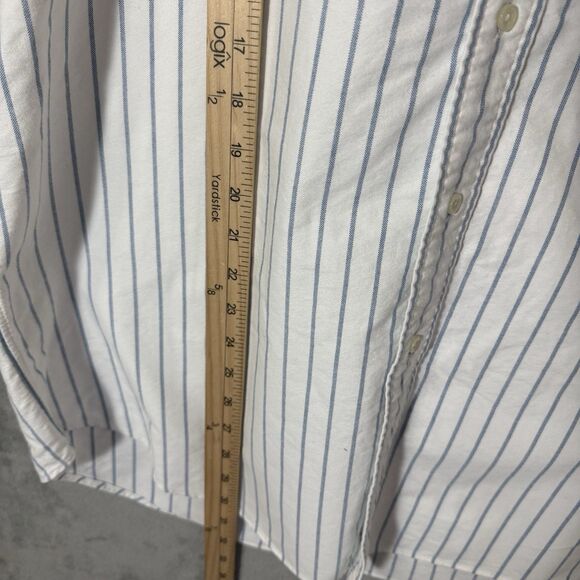 VTG Ralph Lauren Shirt L Blue White Striped Blake Pony Logo Button 90s Y2K READ - Picture 6 of 8
